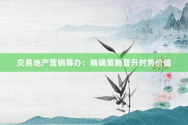 交易地产营销筹办：精确策略晋升时势价值